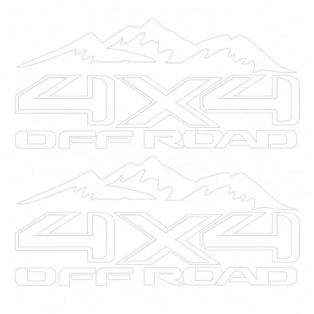 Par de Calcomanías 4X4 Off Road con Montañas – 29 x 13 cm c/u