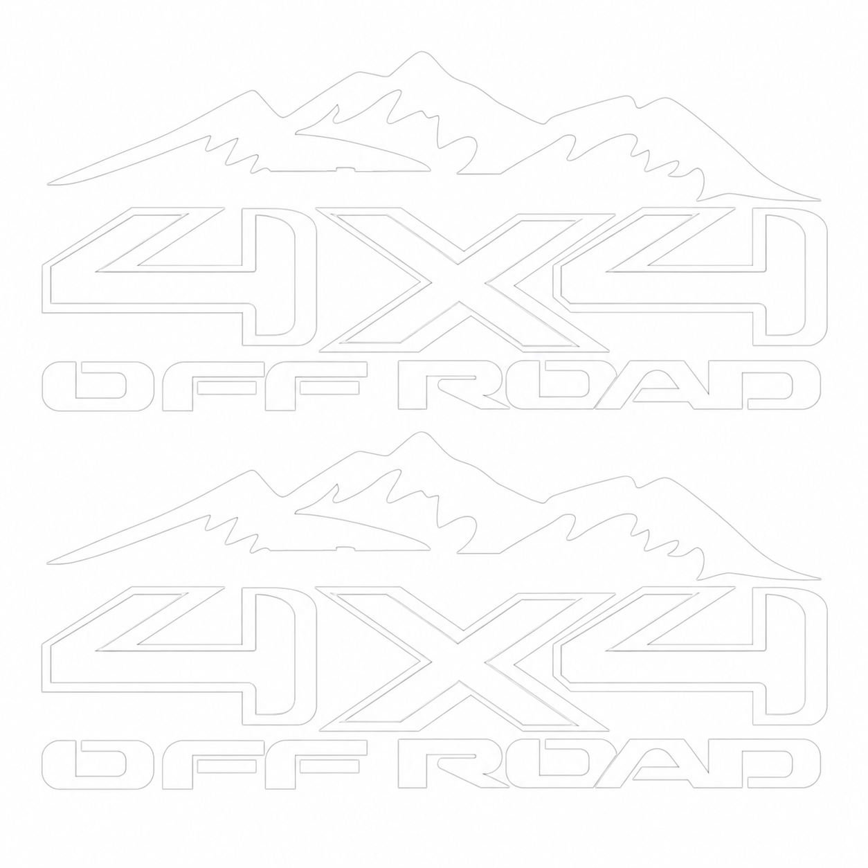 Par de Calcomanías 4X4 Off Road con Montañas – 29 x 13 cm c/u