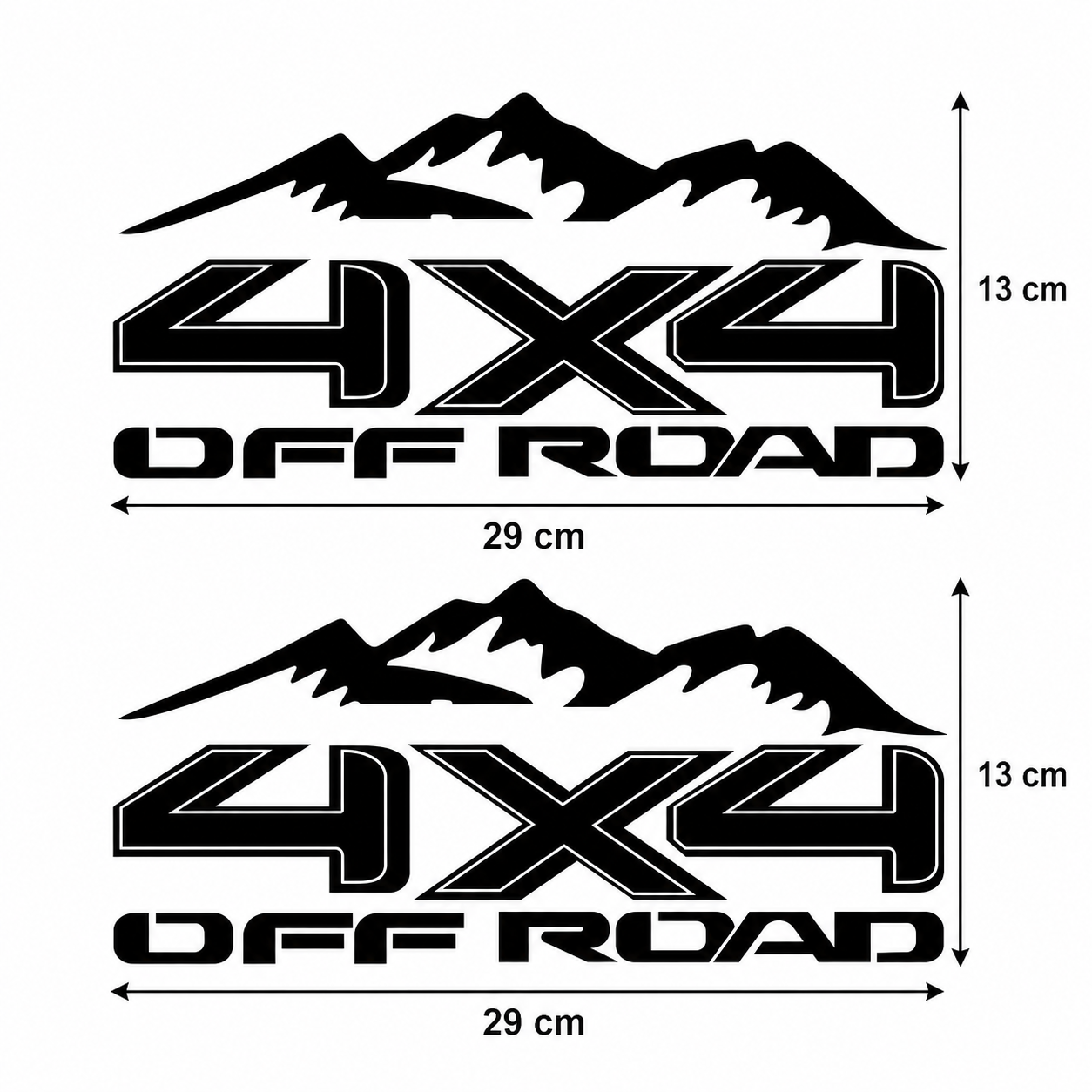 Par de Calcomanías 4X4 Off Road con Montañas – 29 x 13 cm c/u
