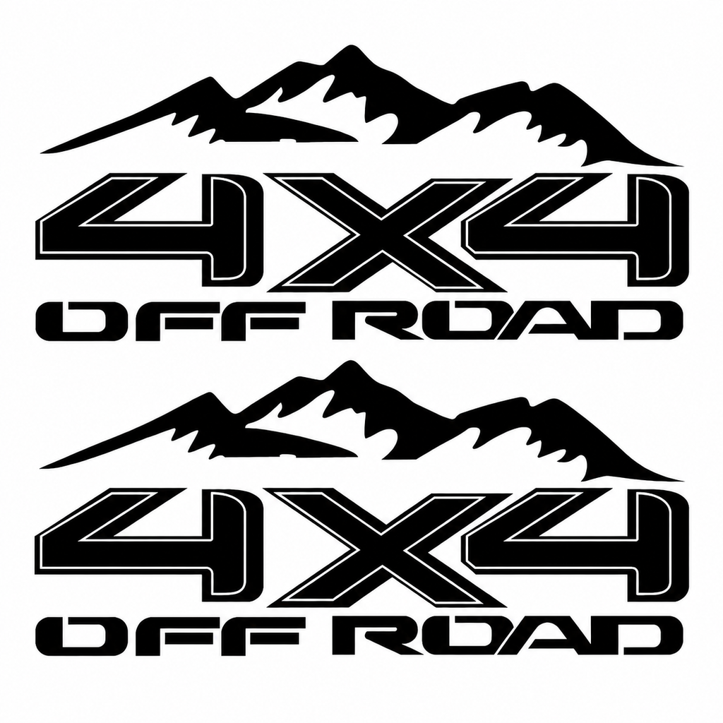Par de Calcomanías 4X4 Off Road con Montañas – 29 x 13 cm c/u